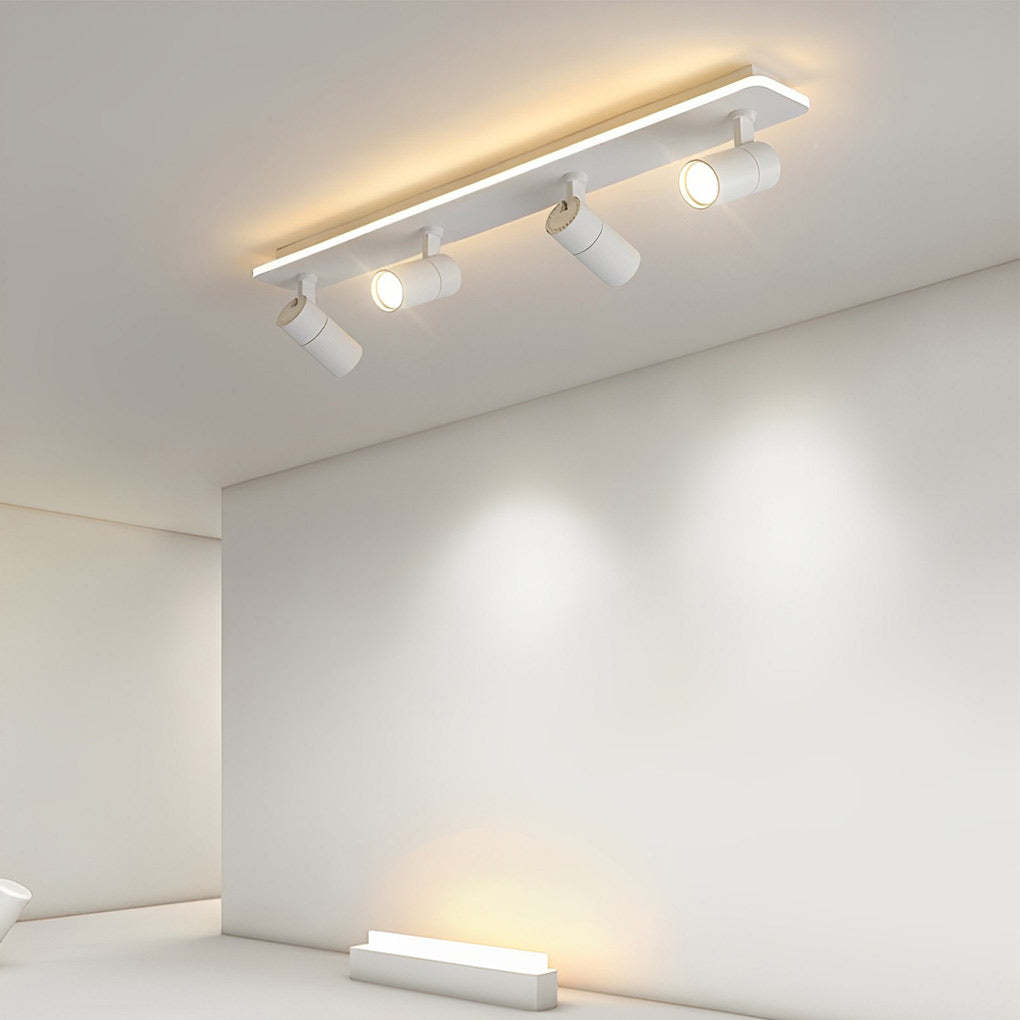 Minimalist Long Strip LED Flush Mount Adjustable Spotlight — White / 4-Light / White