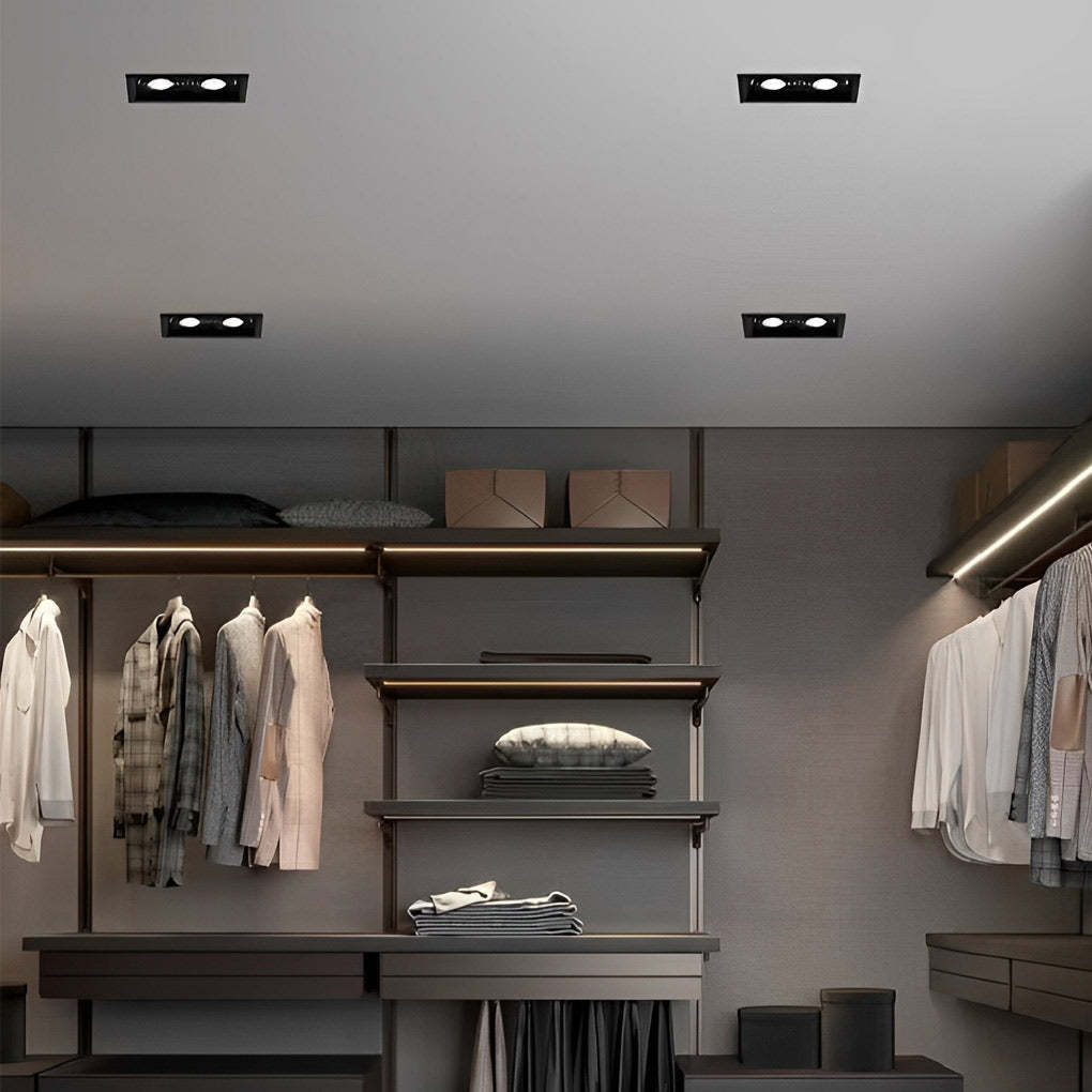 Rectangular Adjustable Dimmable Recessed Spotlight — Black / 3 Step Dimming