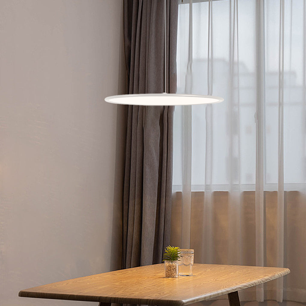 Black rustic linear circle pendant lighting — 16" Diameter / Warm White (3000K) / Matte Black