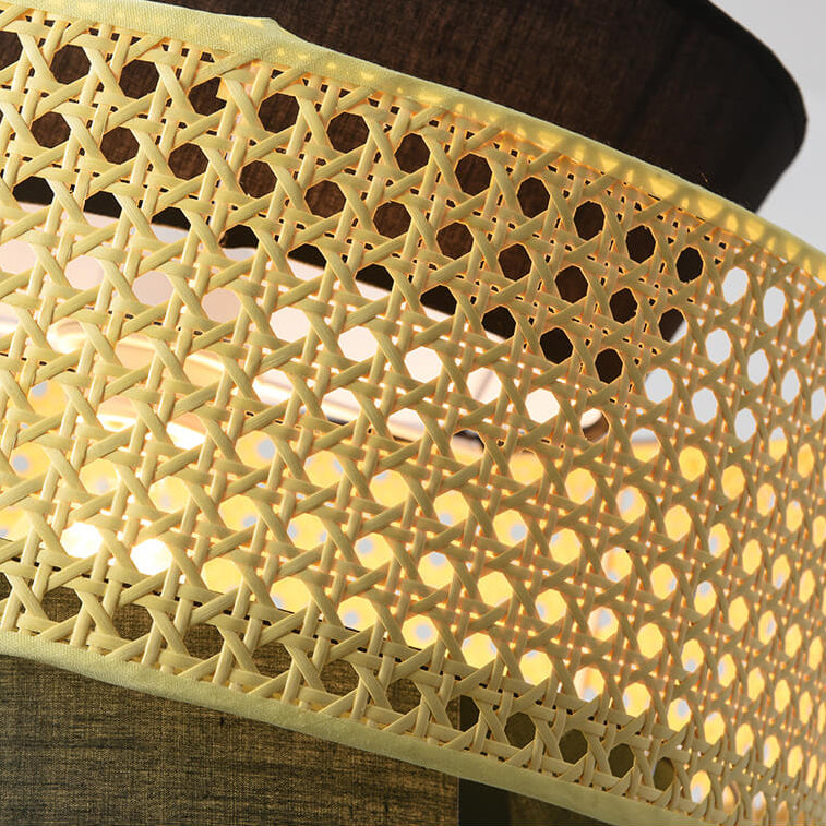 Modern Rattan Japanese Drum Pendant Light
