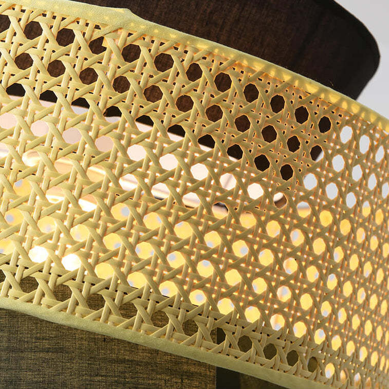 Modern Rattan Japanese Drum Pendant Light
