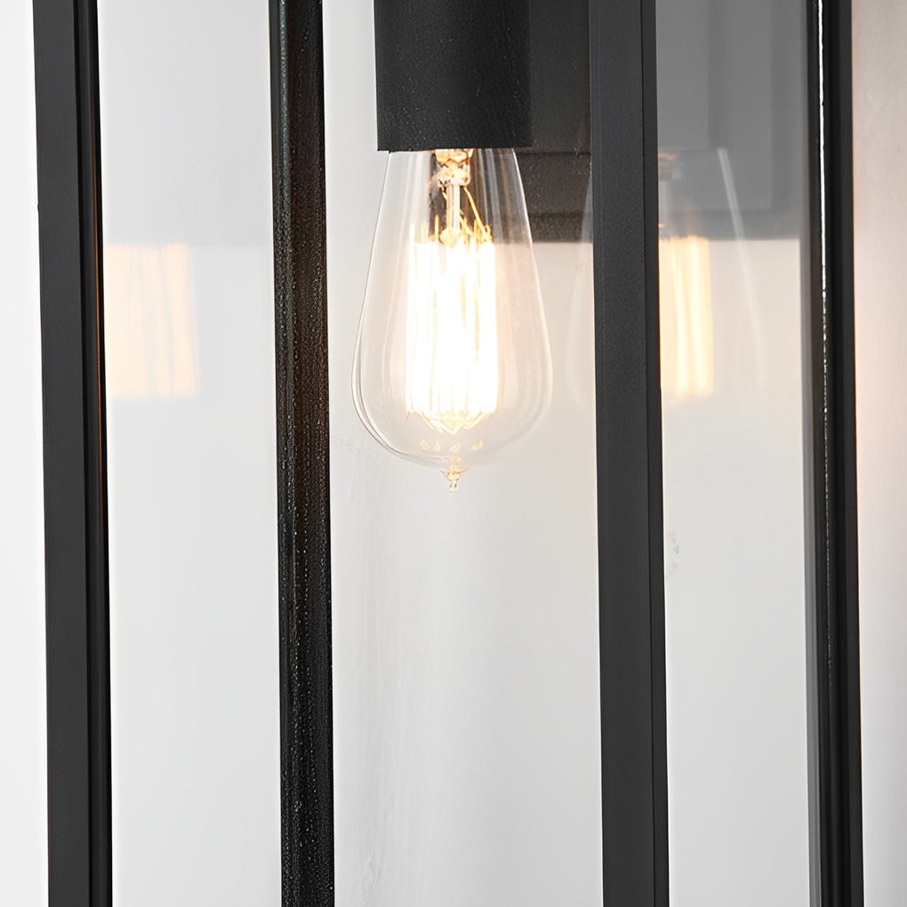 Waterproof Rectangular Glass Black Industrial Outdoor Wall Lamp Exterior Lights-Lighom
