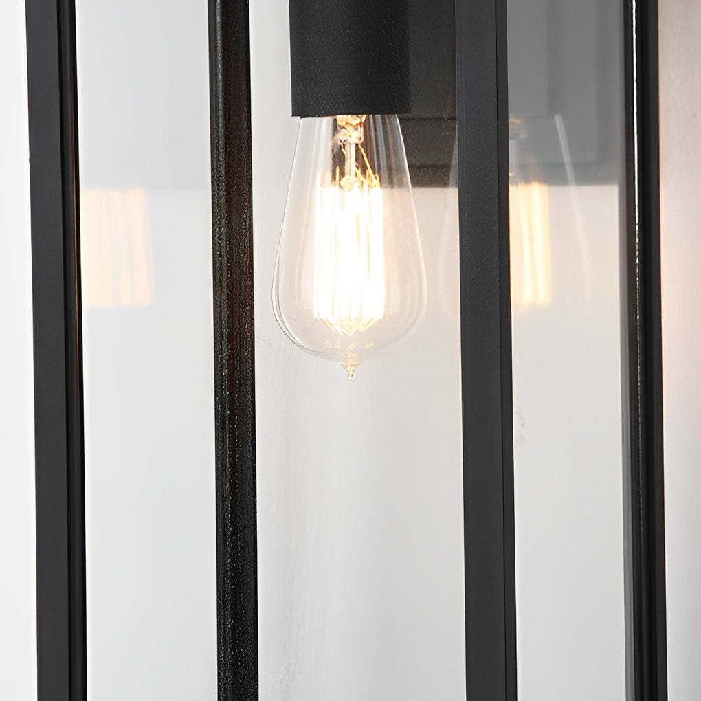 Waterproof Rectangular Glass Black Industrial Outdoor Wall Lamp Exterior Lights-Lighom