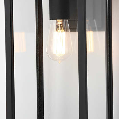 Waterproof Rectangular Glass Black Industrial Outdoor Wall Lamp Exterior Lights-Lighom