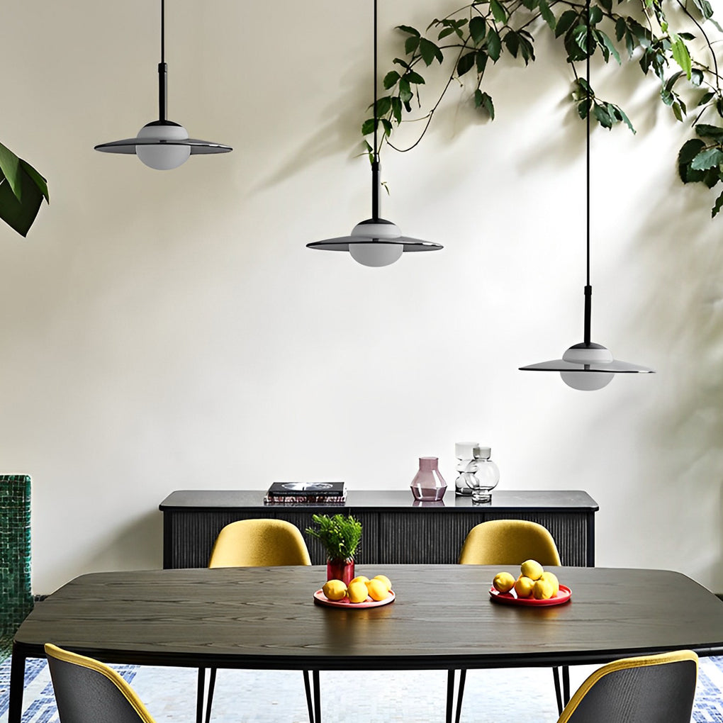 Modern ufo black pendant lighting, Lighom — 12" Diameter