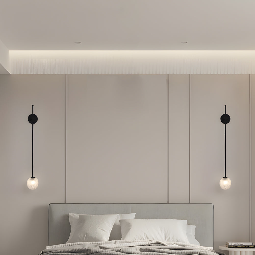 1-Light Glass Bubble Globe Slim Wall Light-Lighom