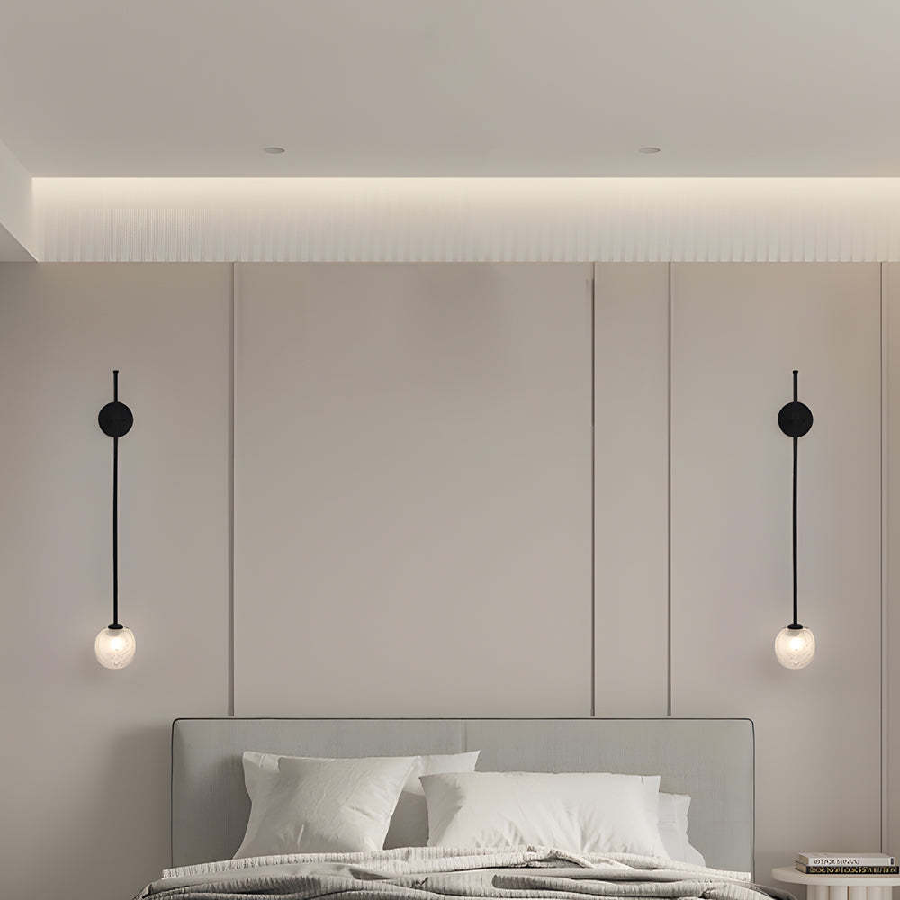 1-Light Glass Bubble Globe Slim Wall Light-Lighom