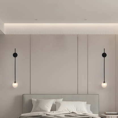 1-Light Glass Bubble Globe Slim Wall Light-Lighom