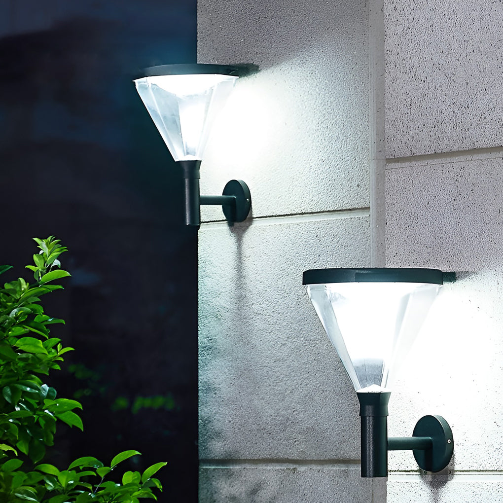 Industrial plug-in geometric outdoor wall lighting in metal acrylic aluminum