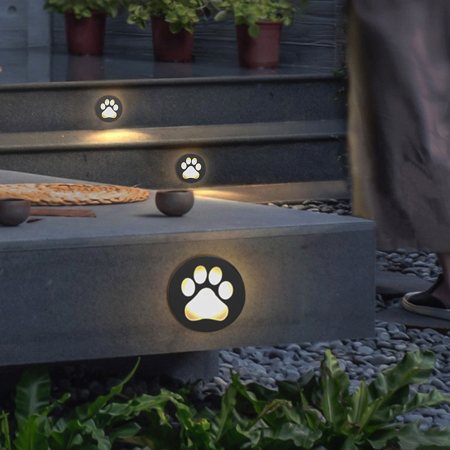Modern Cat Paw Print LED Recessed Lights for Decks and Gardens-Lighom