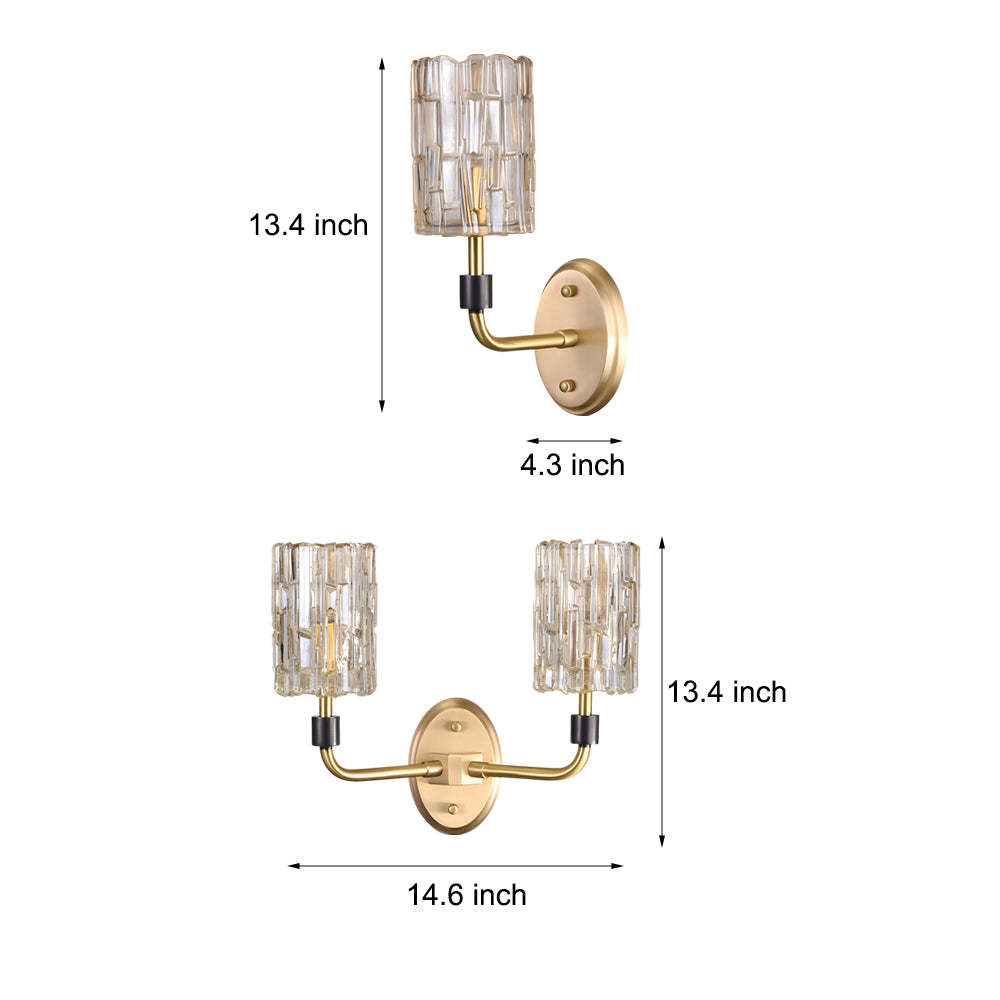 Luxury Copper Armed Crystal Modern Wall Sconce