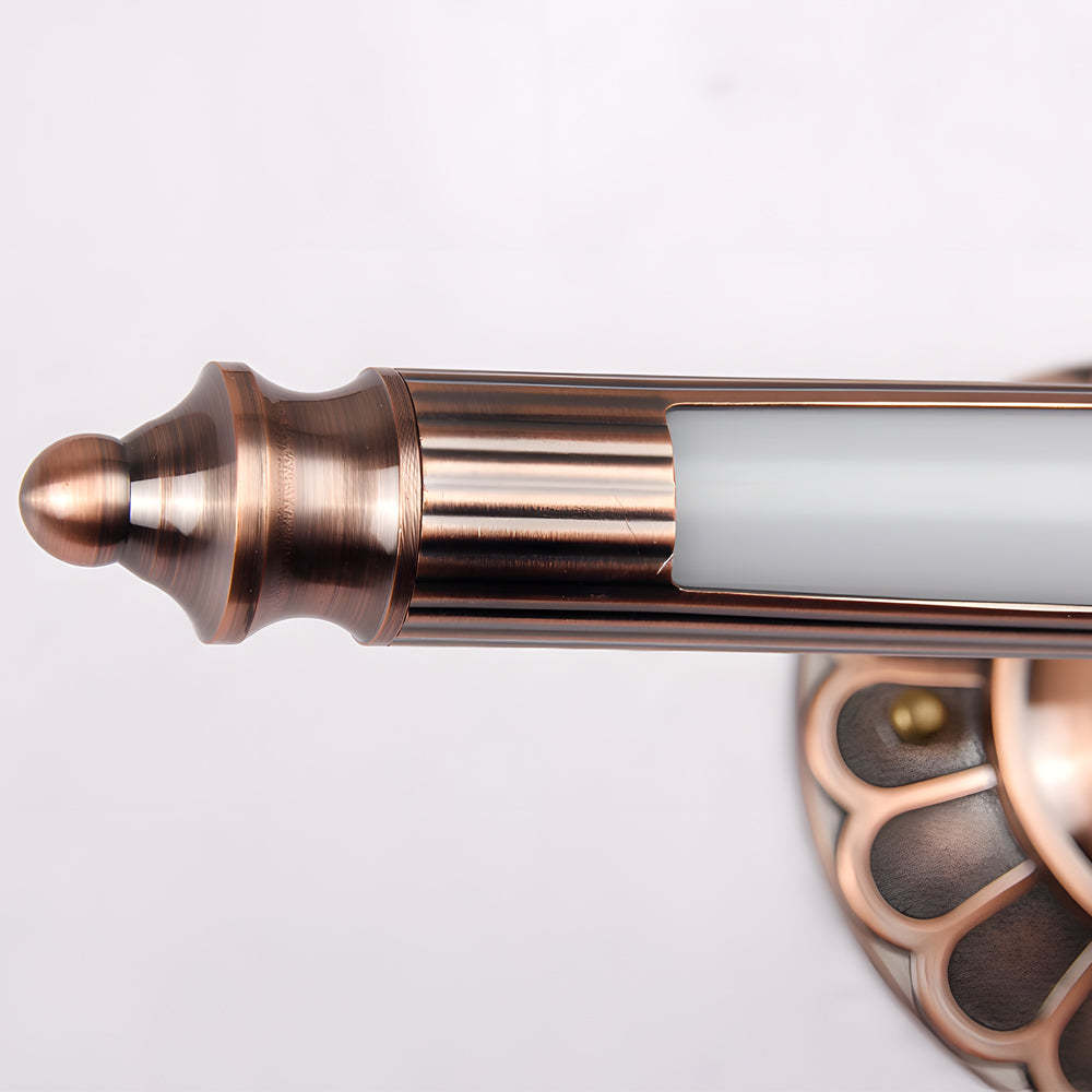 Retro Cylinder LED Bathroom Vanity Light with Flower Accents in Bronze Finish-Lighom