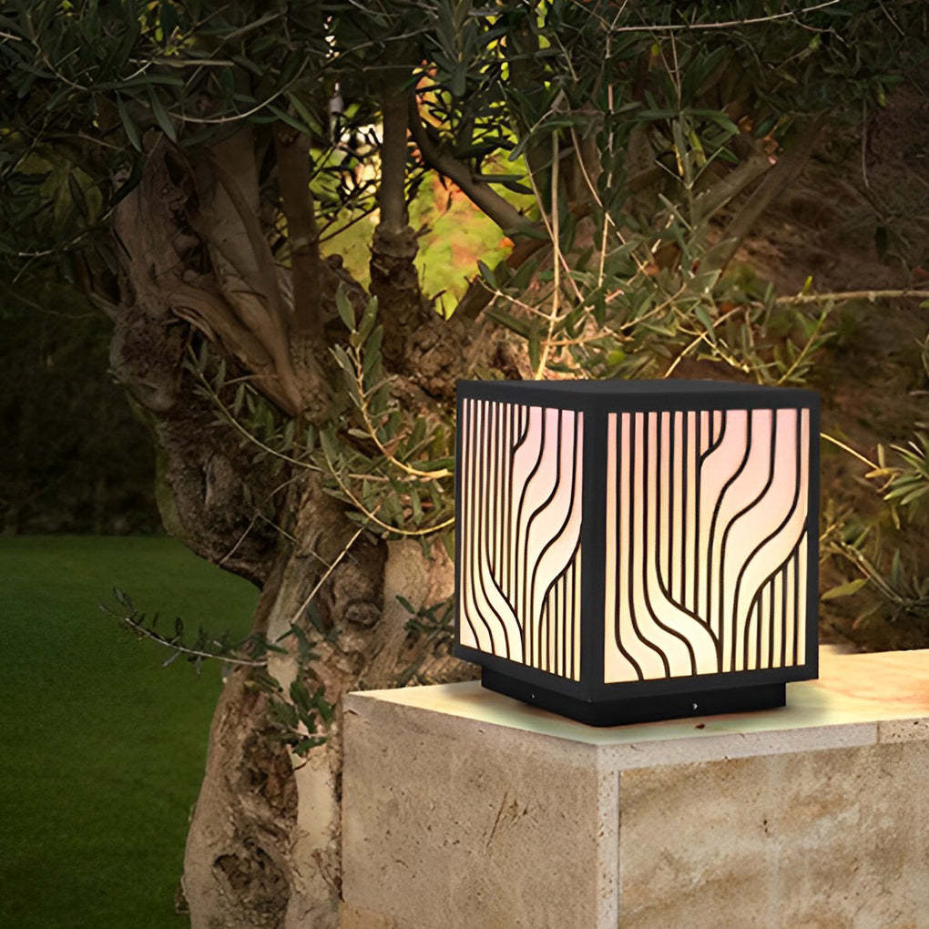 Square Creative LED Waterproof Modern Outdoor Fence Post Lights Pillar Light-Lighom