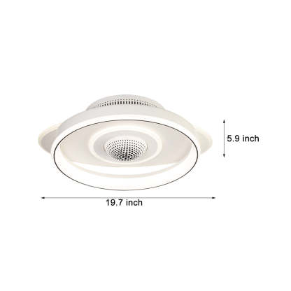 LED Smart Bladeless Ceiling Fan Round White Ceiling Fans with Dimmable Light-Lighom