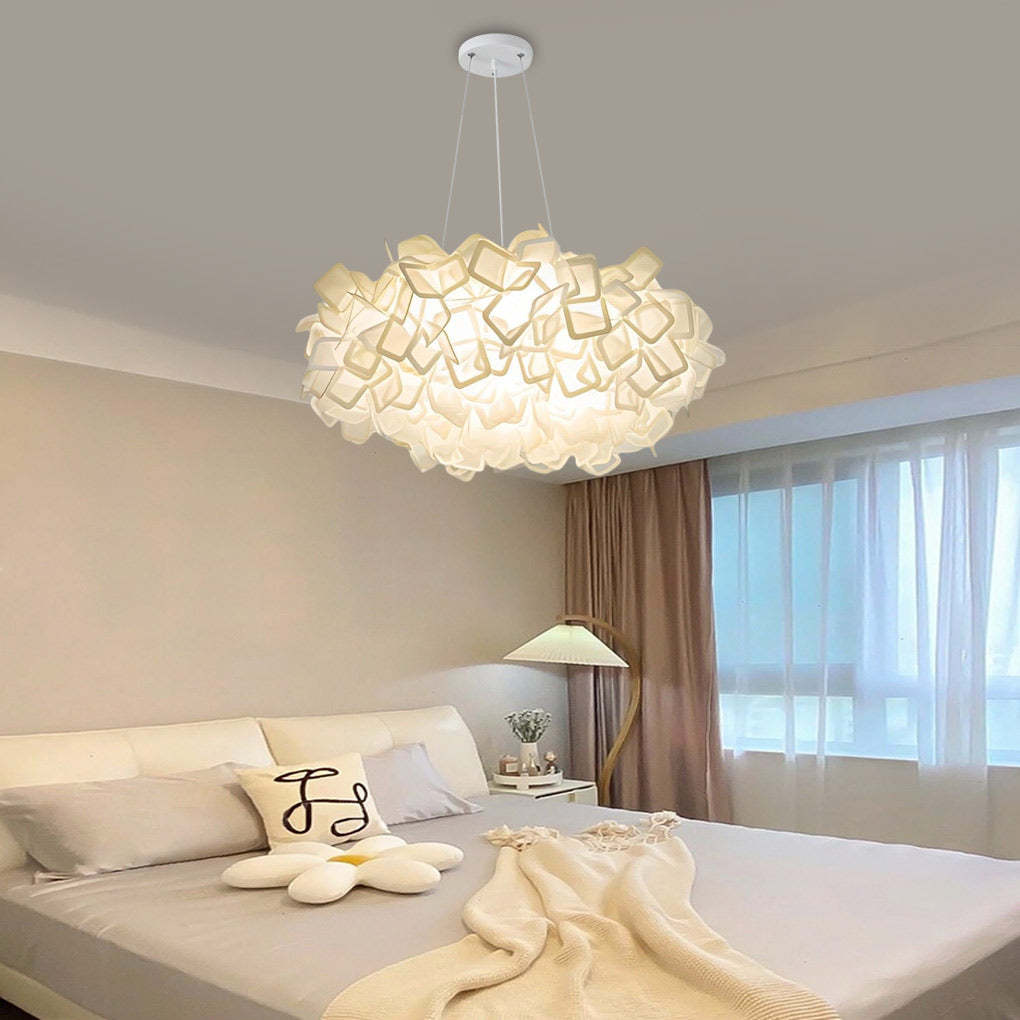 Flower Petal Dimmable LED White Nordic Chandelier