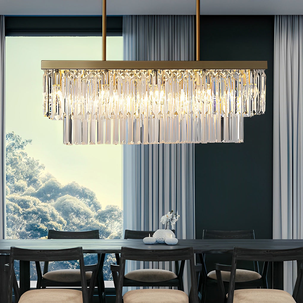 3-Step Dimming Crystal Strip Postmodern Chandelier