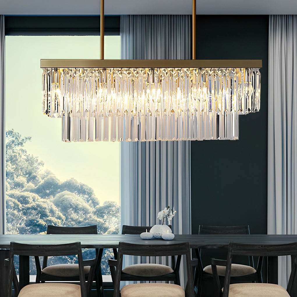 3-Step Dimming Crystal Strip Postmodern Chandelier