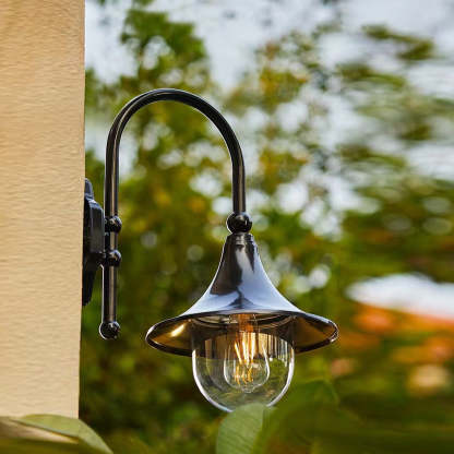Creative Trumpet Shaped Waterproof LED Black Vintage Outdoor Wall Lamp-Lighom