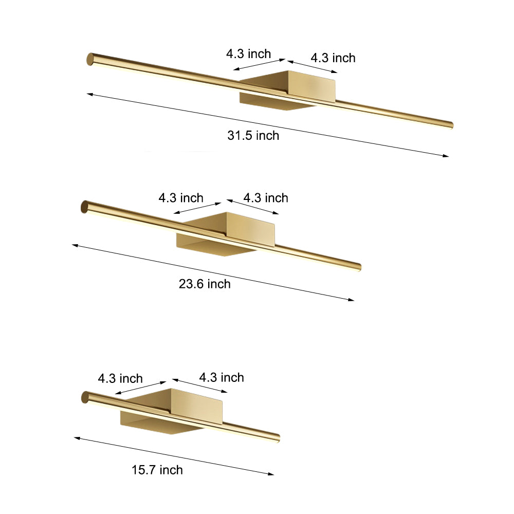 Brushed Brass Linear LED Slim Cylinder Vanity Light