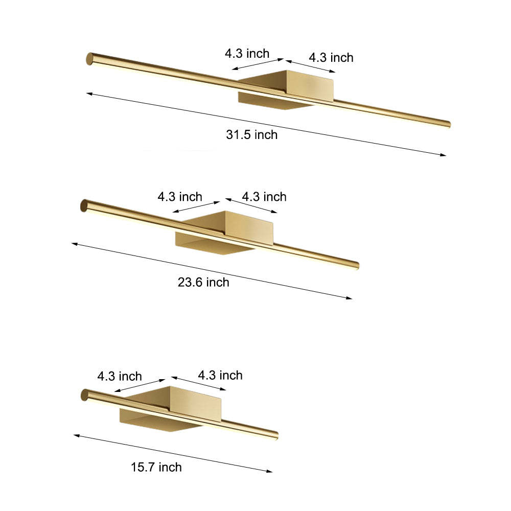 Brushed Brass Linear LED Slim Cylinder Vanity Light