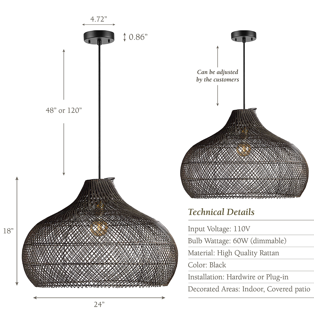 Modern Rattan Handwoven Island Pendant Light