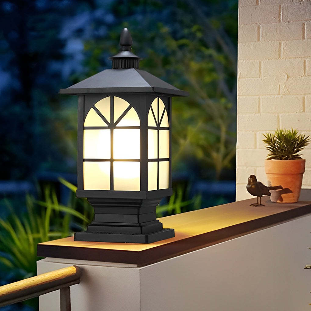 Retro Creative Waterproof Modern Outdoor Fence Post Lights Pillar Lamp-Lighom