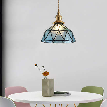 Vintage Stained Glass Hanging Pendant Light