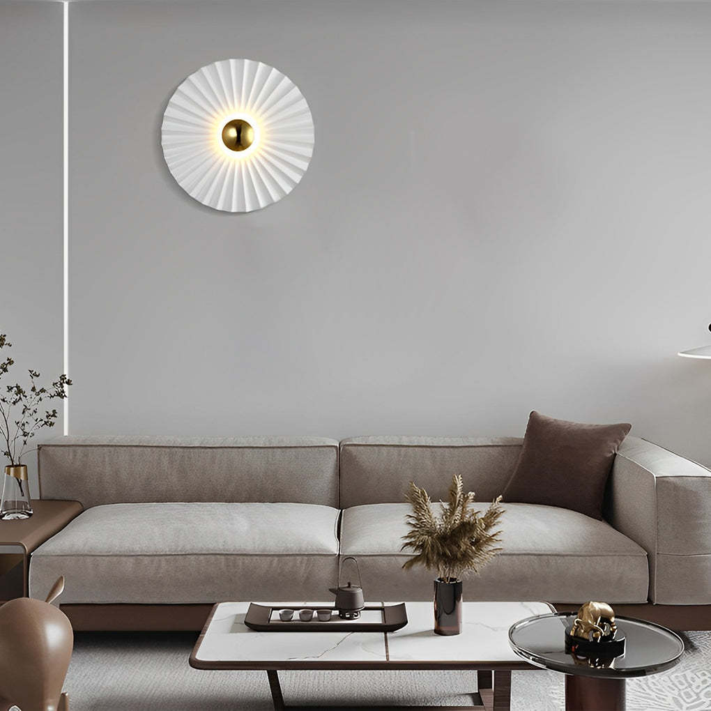 Lotus Leaf Round Pleated LED Creative White Modern Wall Lights Fixture-Lighom