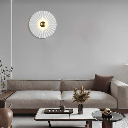 Lotus Leaf Round Pleated LED Creative White Modern Wall Lights Fixture-Lighom