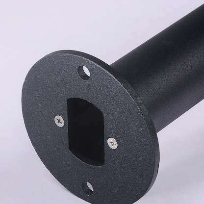 Modern Black Round LED Solar Outdoor Path Light with Stake - Garden Bollard Light-Lighom