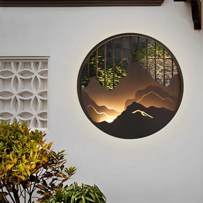 Round Mountain Scenery LED Waterproof Outdoor Wall Sconce Lighting-Lighom