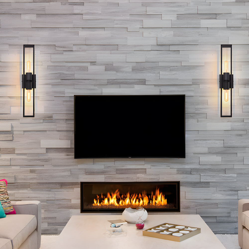 Simple Metal Frame Glass Shade American Style Wall Sconce Lighting-Lighom