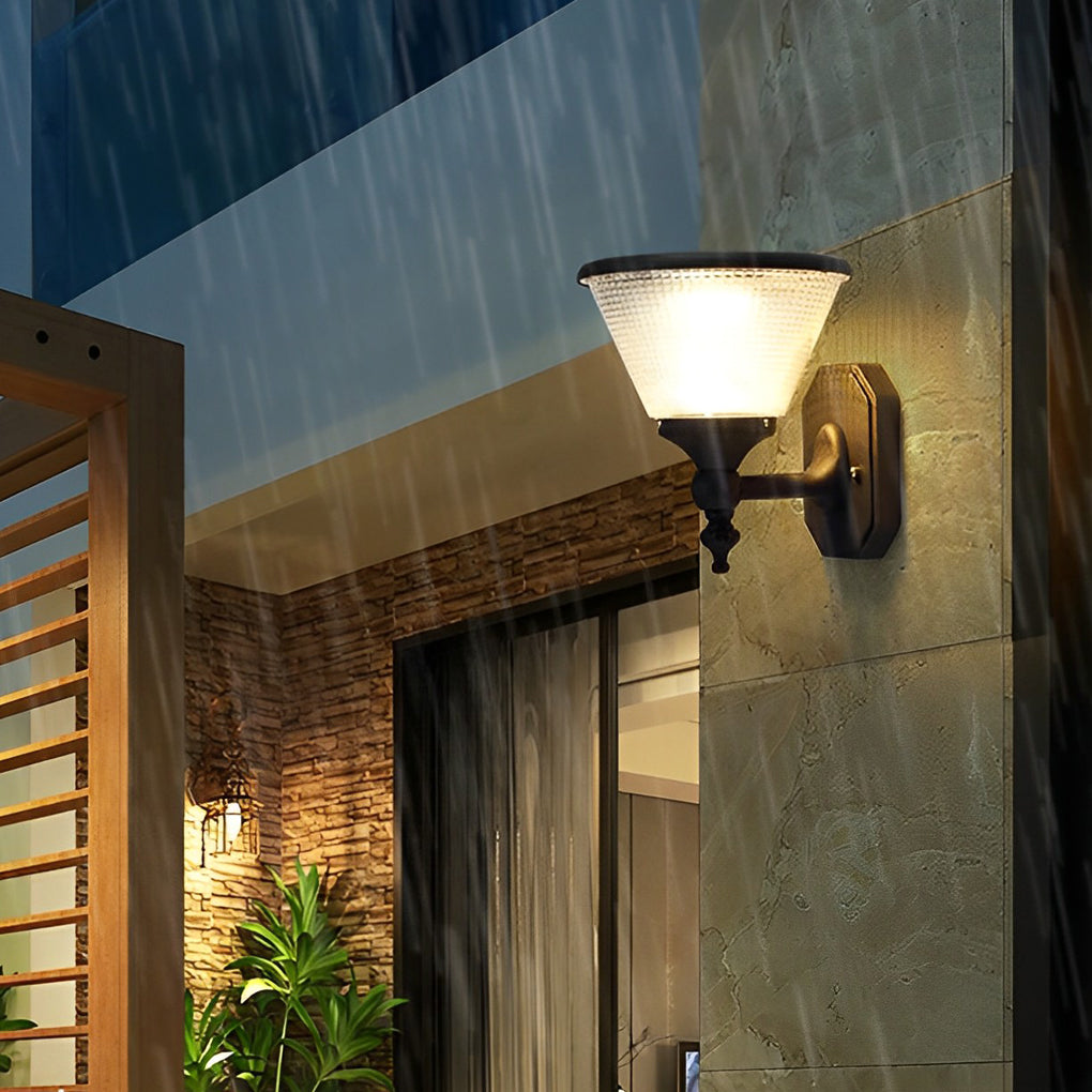 Black modern dusk-to-dawn outdoor wall lighting — 9.8"X10.6"