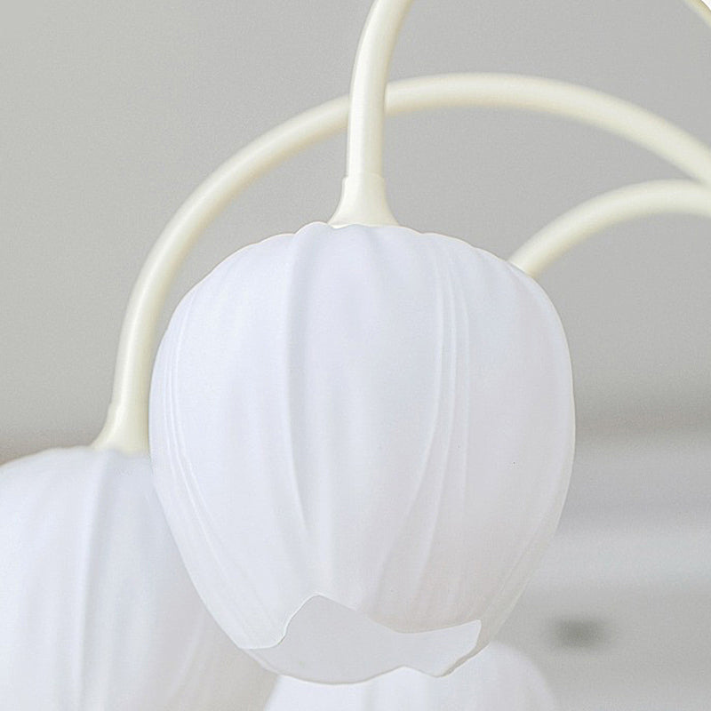 Tulips Flowers Three Step Dimming LED Milky White Modern Chandelier-Lighom