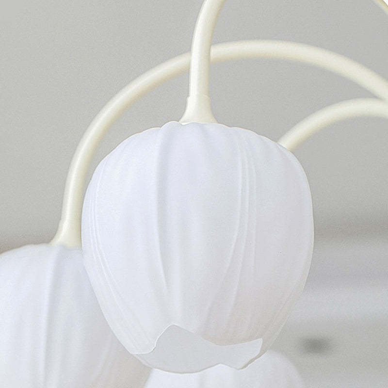 Tulips Flowers Three Step Dimming LED Milky White Modern Chandelier-Lighom