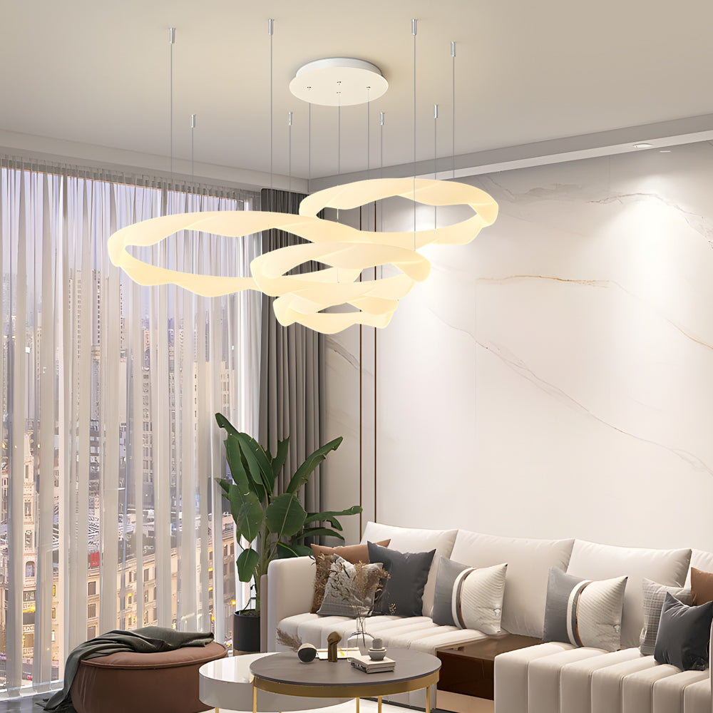 Lighom french wavy circle synthetic chandeliers — 3-Ring
