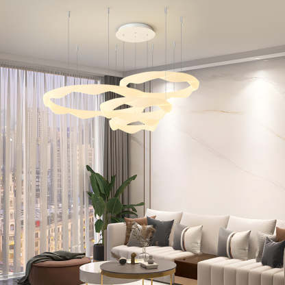 Wavy Circle Ring Dimmable White Cream Modern Chandelier