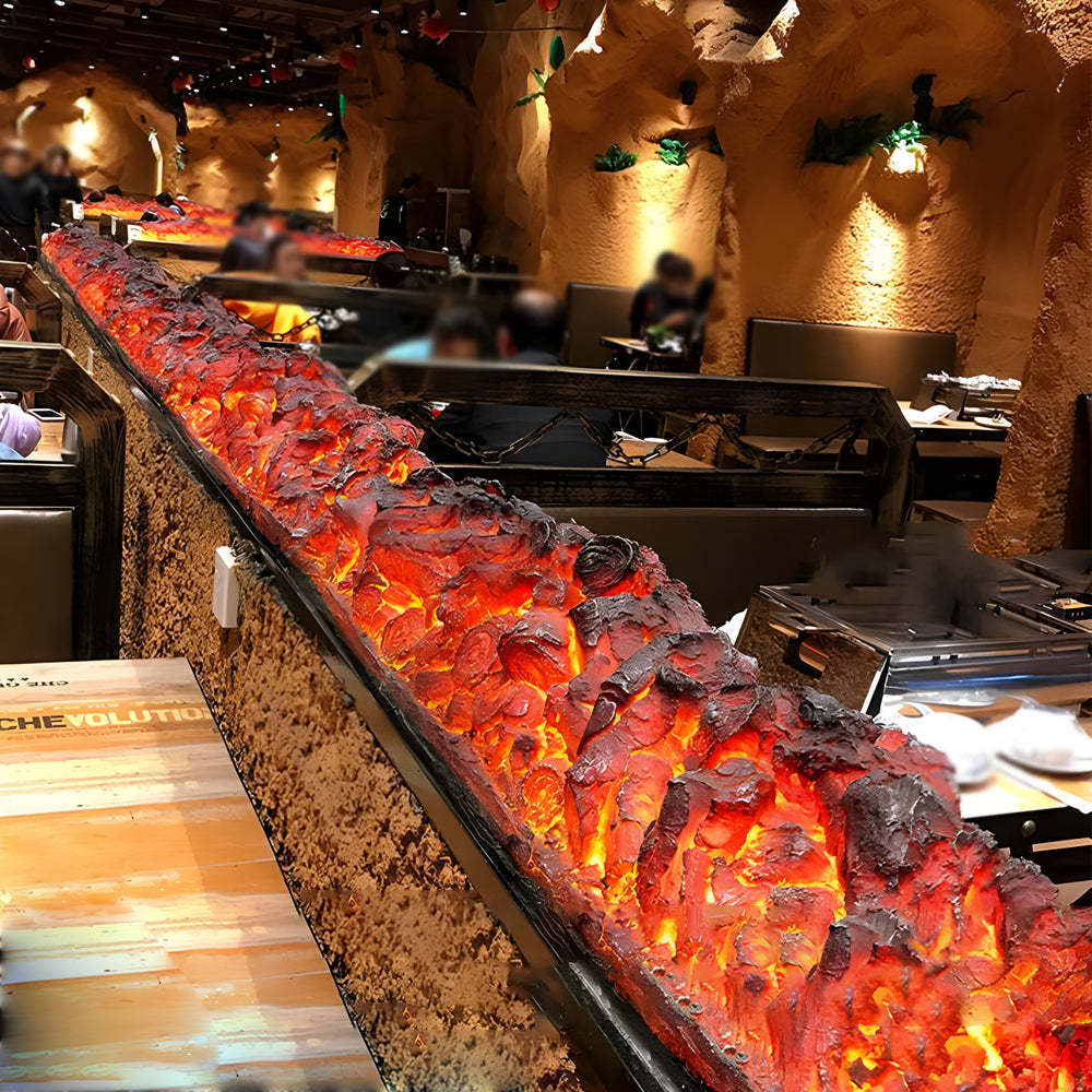 Decorative Resin Firewood Charcoal Pile Simulated Fireplace Flame Lamp-Lighom