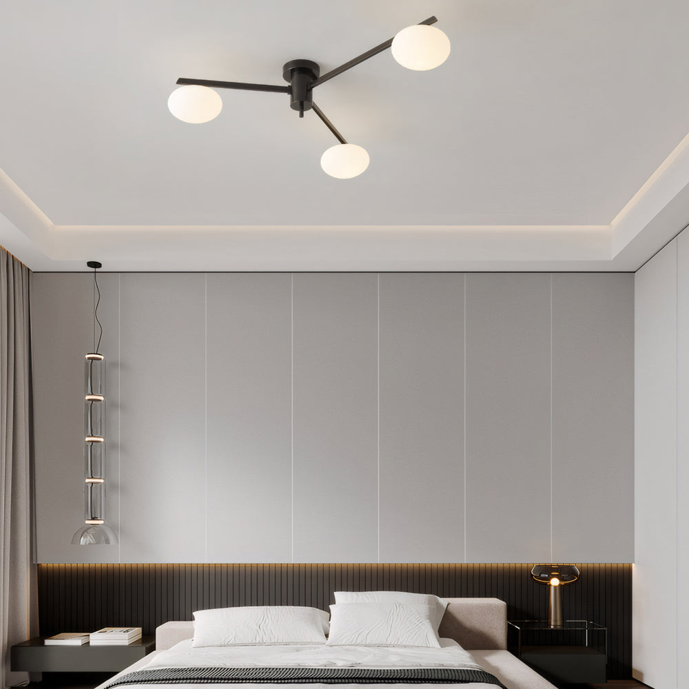 Modern semi jasper semi-flush mount light in metal — Warm White (3000K) / Brushed Gold / 5-Light