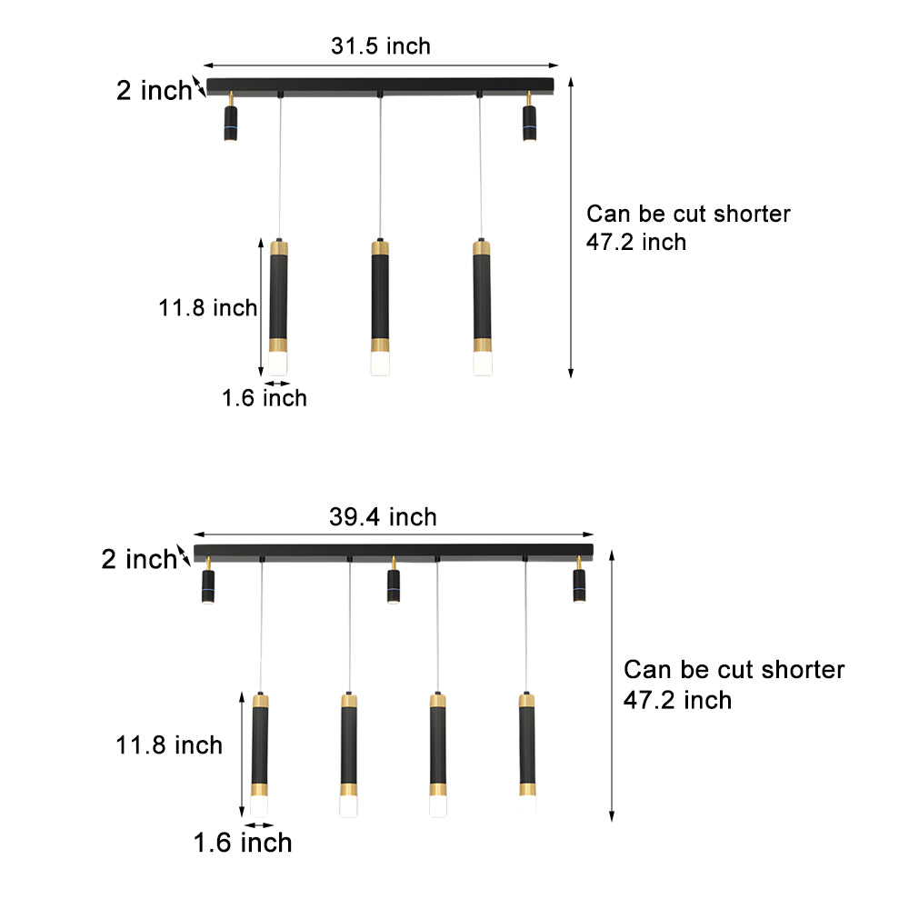 Minimalist Linear 3-Step Dimming Modern Dining Chandelier