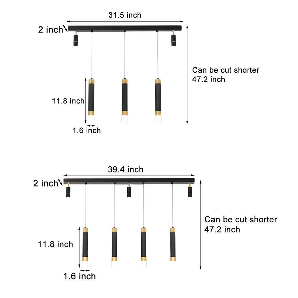 Minimalist Linear 3-Step Dimming Modern Dining Chandelier