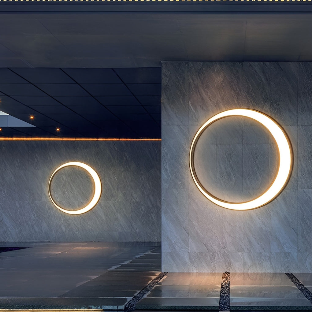 Circular Moon Led Waterproof Ip65 Modern Outdoor Wall Lights Wall Lamp-Lighom