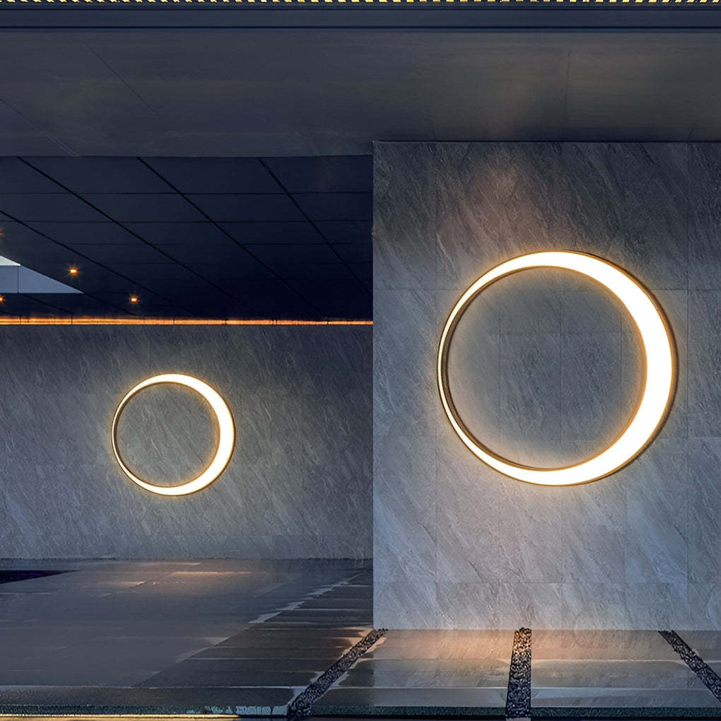 Circular Moon Led Waterproof Ip65 Modern Outdoor Wall Lights Wall Lamp-Lighom