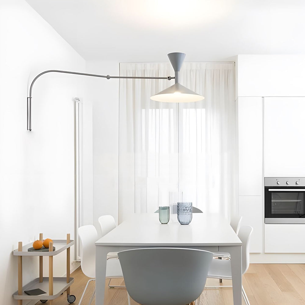 Marseille Swing Arm Wall Lamp Adjustable Long Metal Arm Trumpet Sconce-Lighom