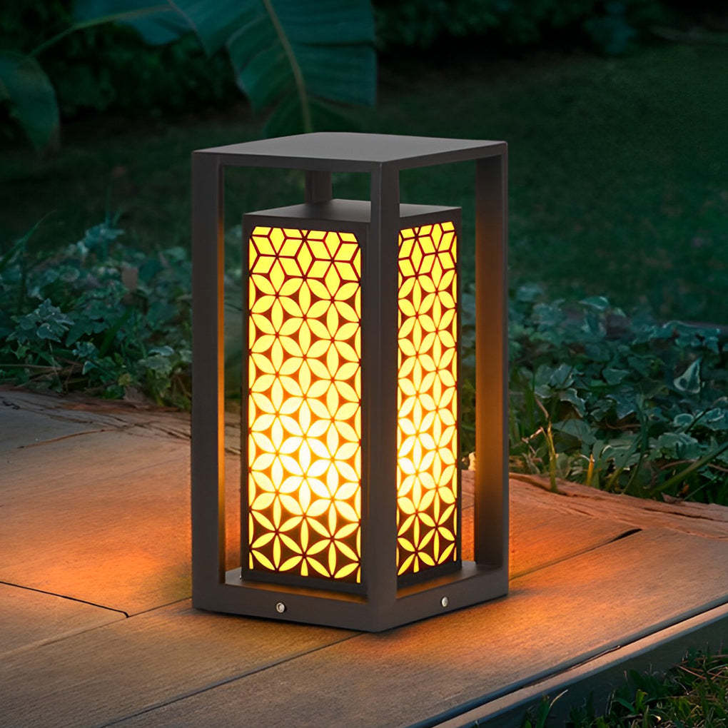 Flower Pattern Black Modern LED Lawn Path Light