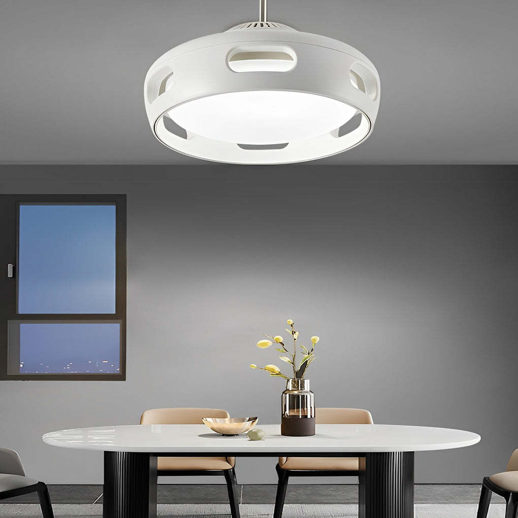 Round Smart Mute Stepless White Bladeless Fan