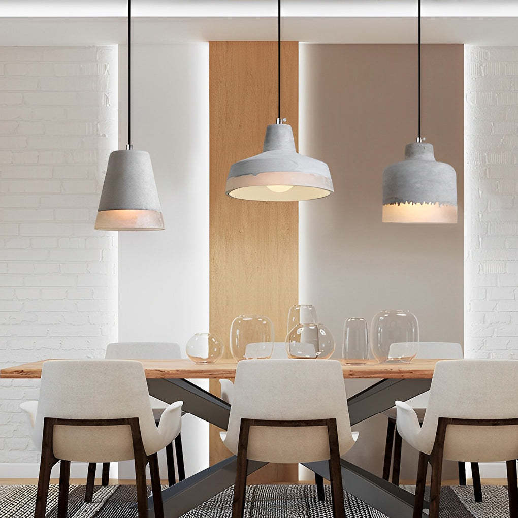 Round Resin Cement Minimalist Industrial Pendant
