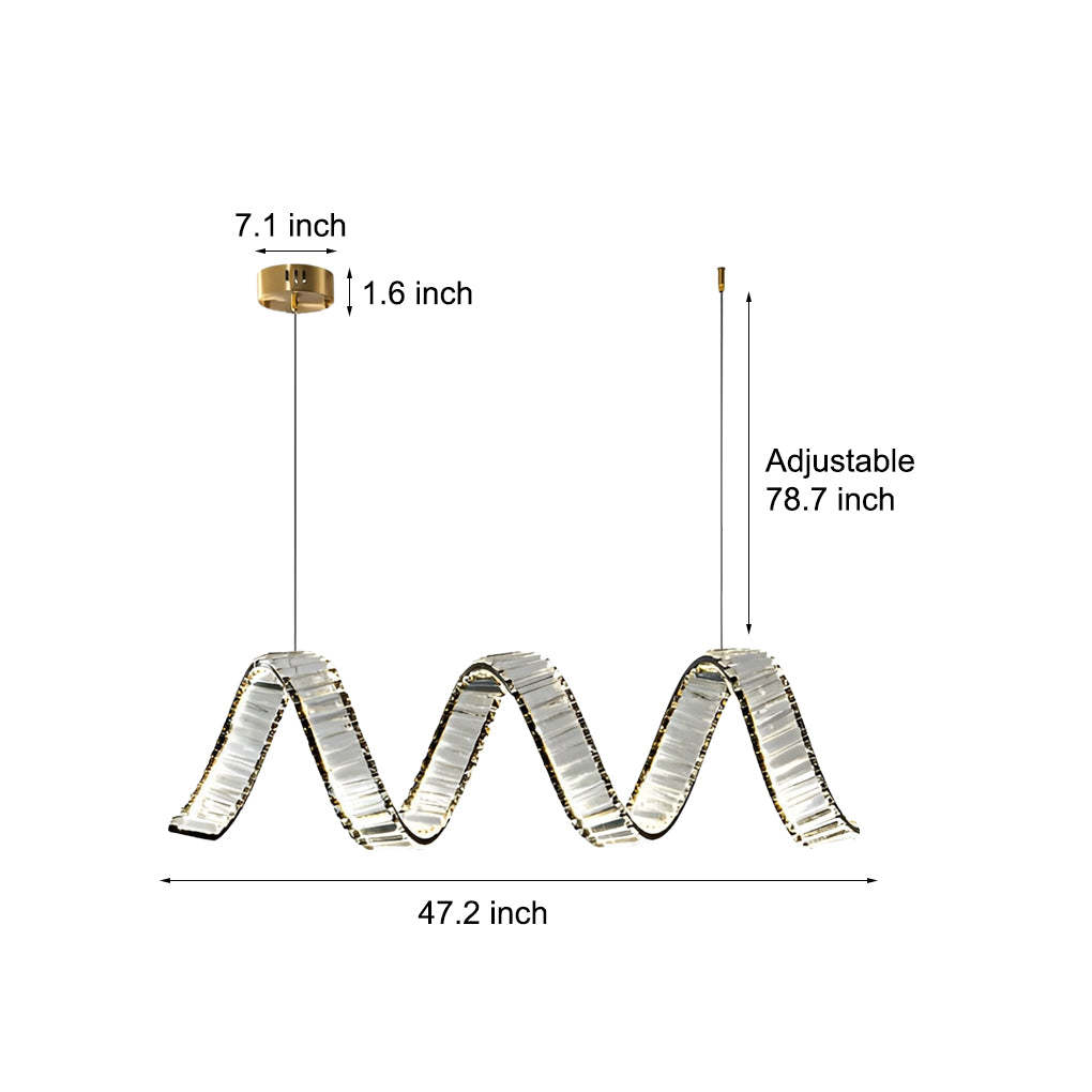 Crystal Wave Dimmable LED Modern Dining Chandelier
