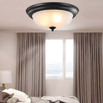 Round Glass Iron American Bedroom Ceiling Light