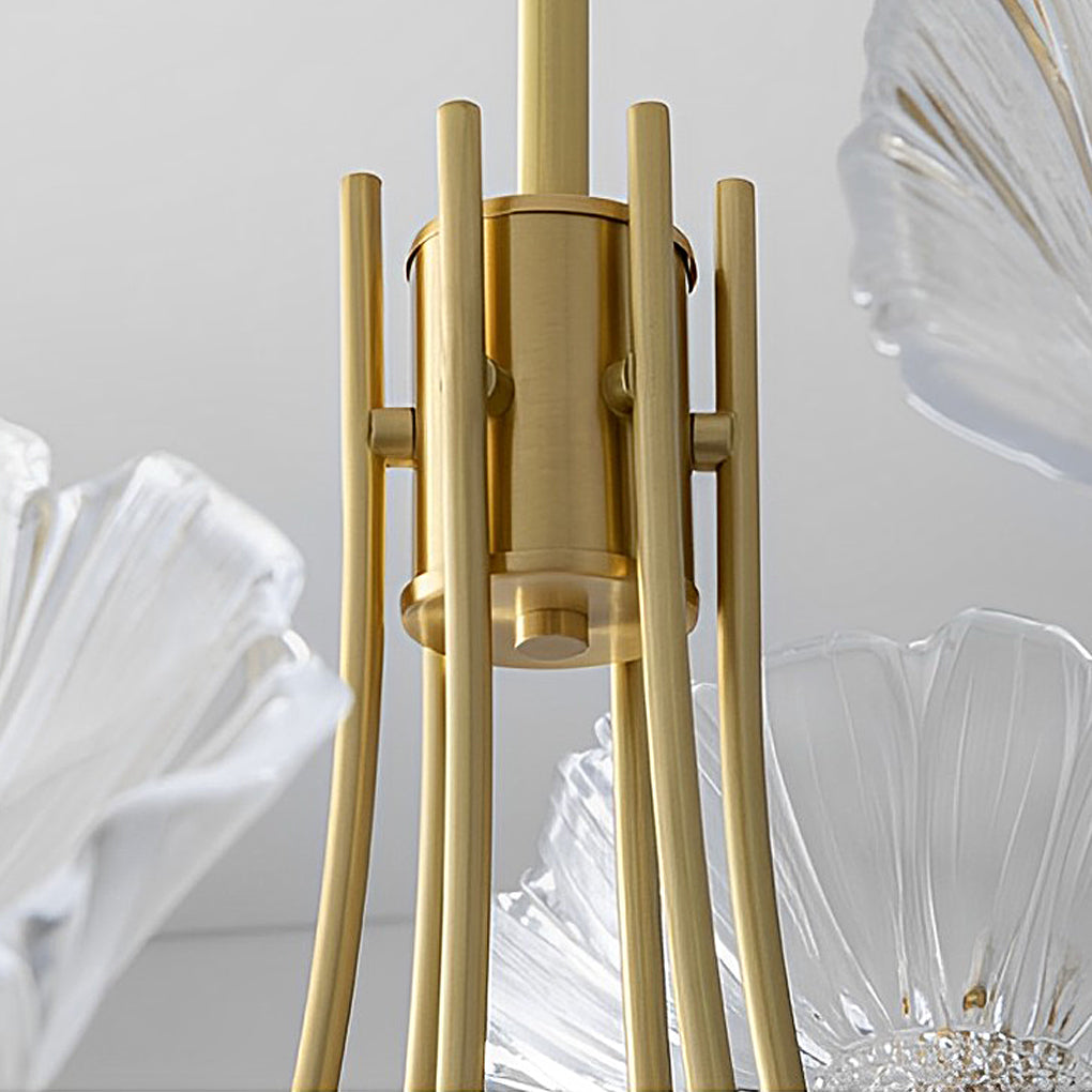 Personalized Glass Flower Shade Copper Minimalist Chandelier